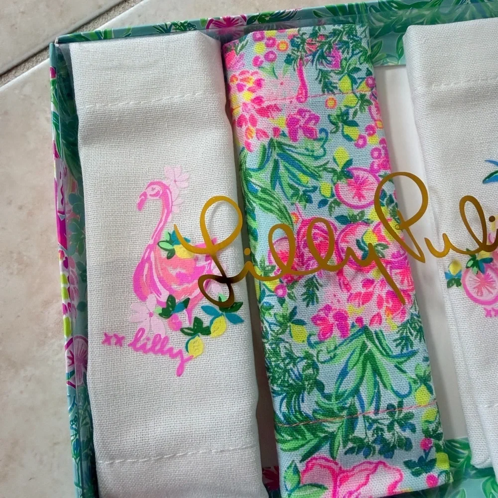 Lilly Pulitzer Fruity Flamingo Floral Cocktail Napkins Set of 8
